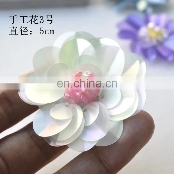 New Handmade Flower Sequins Sew On Patches Pearl Beaded Embroidered Applique Badge Fabric Apparel Bag Shoes