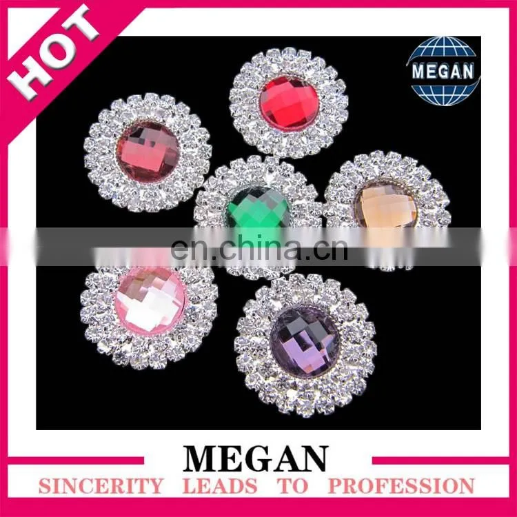 New arrival decorative crystal acrylic buttons metal rhinestone button for wedding garment accessories