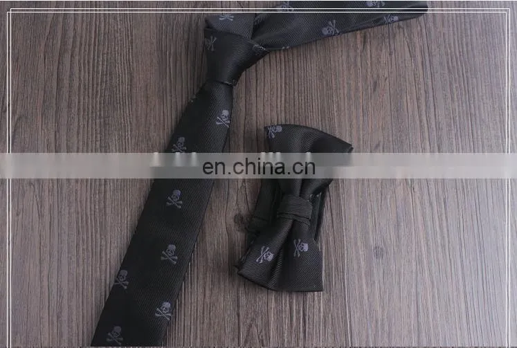 polyester woven embrodered tie with bowtie set
