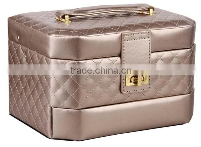 custom make leather Jewelry Box Travel Case and Lock