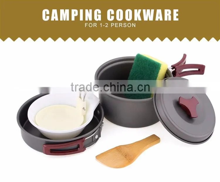 10pcs Lightweight Outdoor Camping Hiking Cookware Backpacking Cooking Picnic Bowl Pot Pan Set