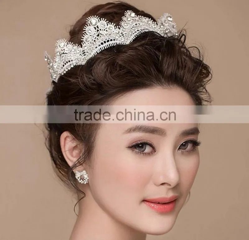 The bride headdress lace manual diamond wedding hair soft crown