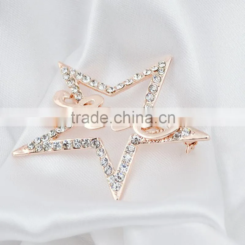 Wholesale cheap jewelry five-point star rhinestone brooch for wedding fashion jewelry