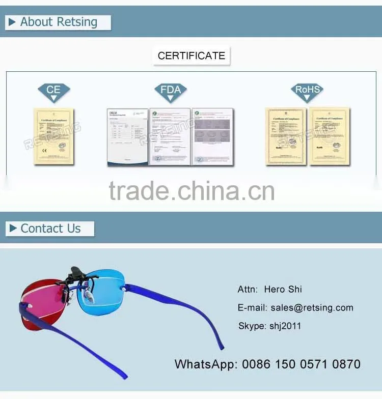 Clip On 3D Red Blue Glasses for Shortsighted People