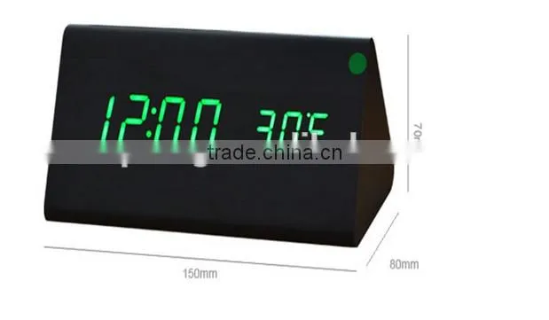 Brand New design style Digital LED Black Wooden Wood Desk Alarm Brown Clock Voice Control reloj despertador