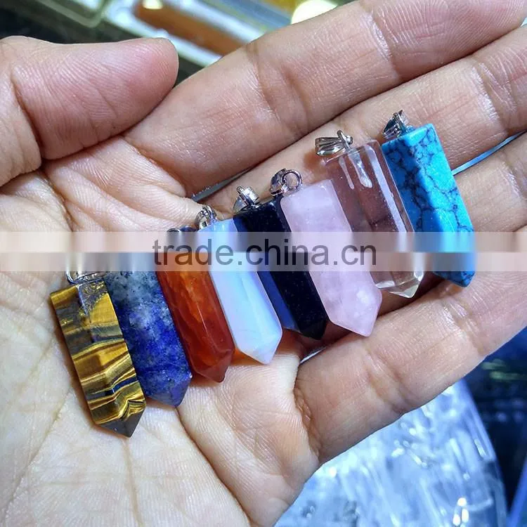 JF6913 Cheap chakra healing crystal pendants,hexagonal pendants