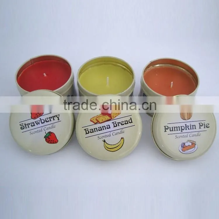 Red Scented Travel Tin Candle/Aromatic metal tin candle and metal lid