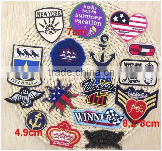 8cm Iron-on or Sew-on for Clothes Cheap Customize Plain Embroidery Patches Embroidered Brand Logo Cartoon Patch