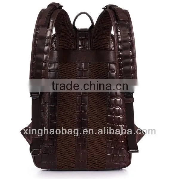 Custom genuine leather backpack vintage crocodile leather backpack bags