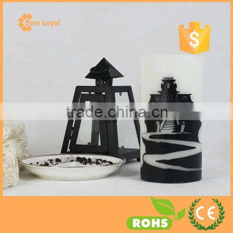 LED Luminara Candle Flat Top Pillar Printed Candle