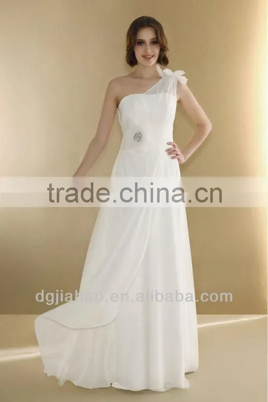 Chiffon A Line One Shoulder Wedding Dress 2013