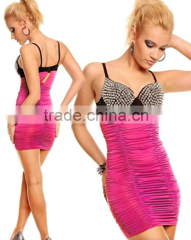 2014 Black Dot Flock Mesh Panel Bandage Bodycon Dress