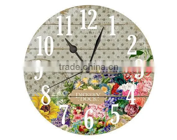 Beautiful design round wood wall clock for home deco