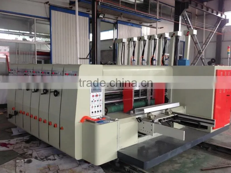 Fully automatic high speed flexo printing machine with slotting and rotary die-cutting