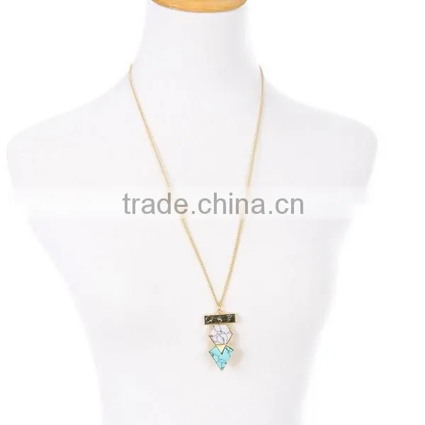 Triangle turquoise stone pendant necklace