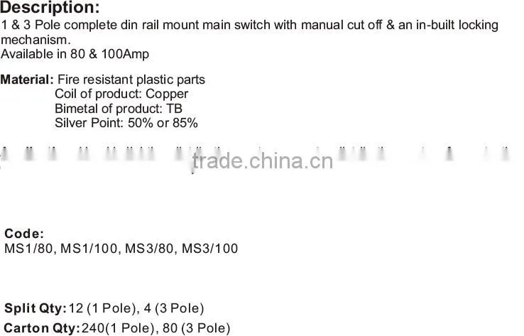Main Switch/Isolator