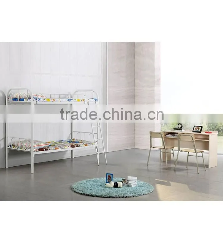 Wholesale price School furniture dormitory apartment white metal cheap bunk bed frames