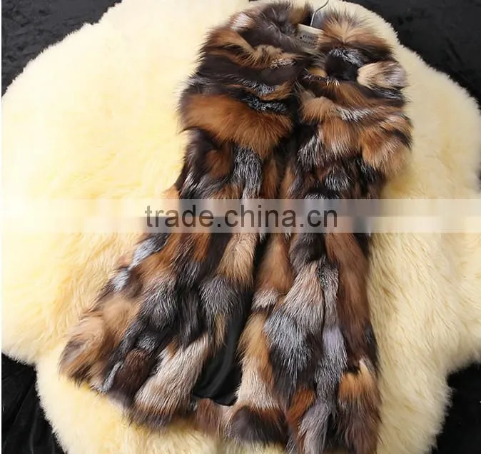 2016 high -end Genuine silver fox Fur Vest
