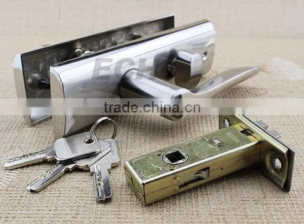 high quality Zinc alloy glass door handle with lock