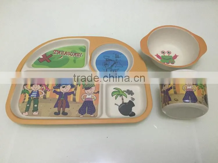 2015-2016 Hot sales New Style Eco-friendly Bamboo Fiber Kids Dinnerware Set
