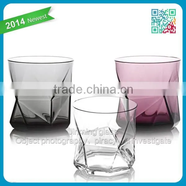 Machine Blown Drinking Brandy Glass Cups Bottom Colored Glass Whiskey Drinking Glass Cups