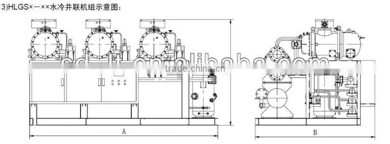 Semi-Hermetic Screw Compressor Middle Temperature Compressor Racks for ice making,chillered water making.etc