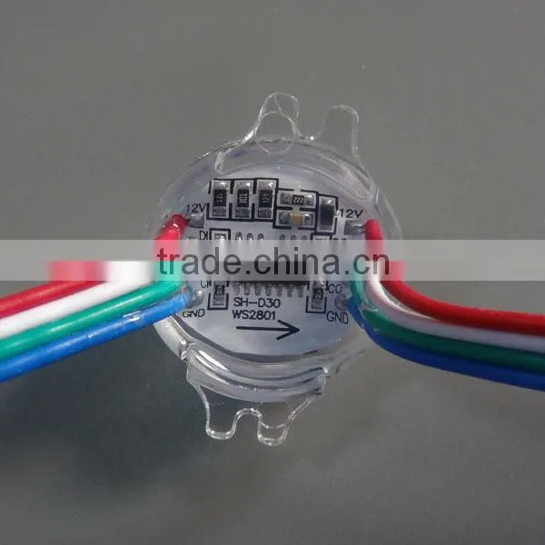 ws2801 led modules waterproof IP67 DC 12V Led pixel modules Diameter 30mm led modules