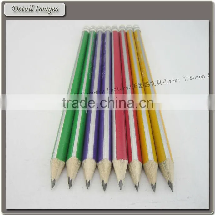 Promotional HB Triangle Stripe Pencil With Eraser