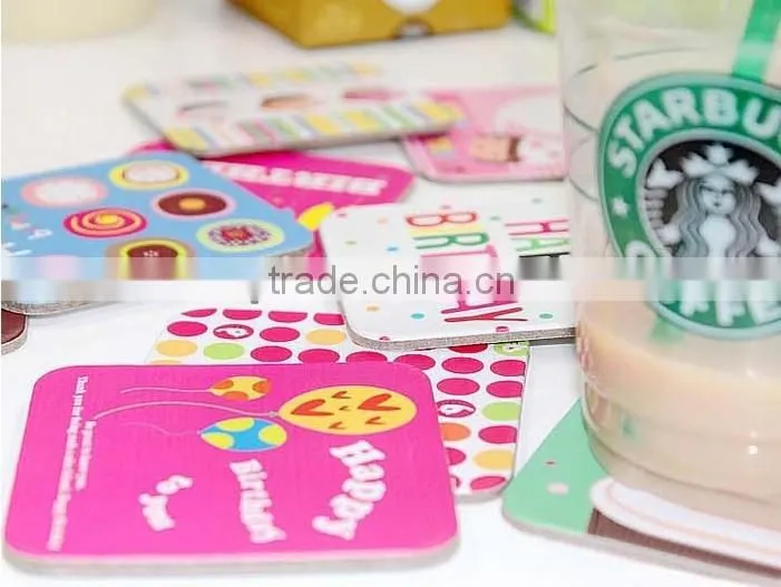 Enviromental paper coasters for one time use with logo printing