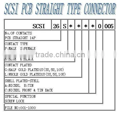 26 Way SCSI PCB Right Angle Female Type Connector Approved UL E 346172
