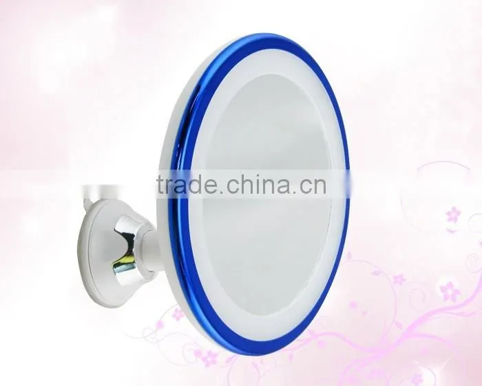 Bathroom makeup mirror with led light and suction cup