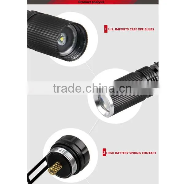 Premium Quality Graded Anti-Sliding Design 240 lm zoomable Mini LED High power Flashight