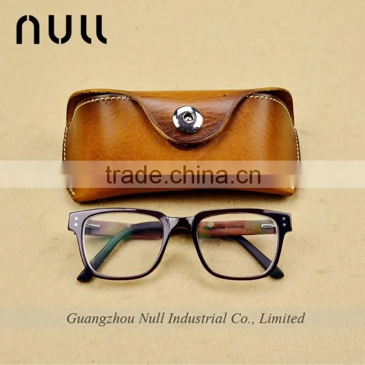 brown color portable genuine leather glasses case with buckle