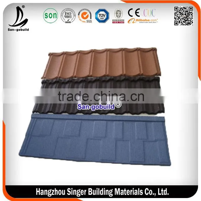 Red Color Stone Coated Metal Roofing Tile With Modern Classical Roof Tile