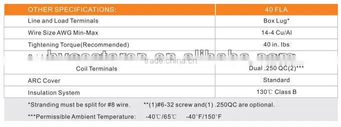 UL Listed definite purpose general purpose cotactor magnetic electrical contactors/AC contactor (3 Poles 40A 24V )