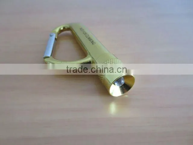 Aluminium mini carabiner LED Flashlight/Torch keychain LED light with rotating switch