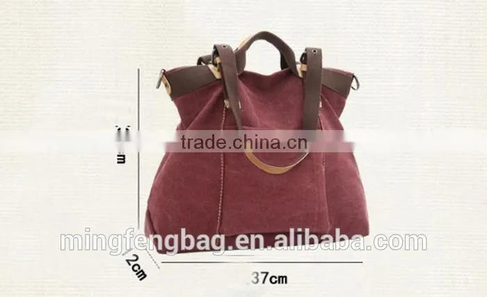 2016 Wholesale Custom lady hand bag Fashionable Tote Canvas Lady Bag