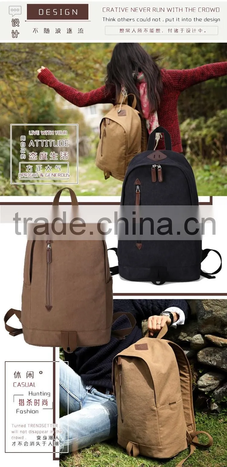 China Manufacturers Hidden Compartment Day Backpack Cotton Softback Leisure School Bag