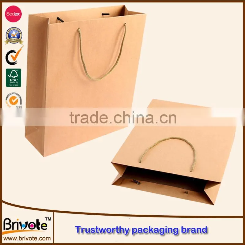 Shopping paper bag/Brown paper shopping bag brand name/Kraft paper shopping packaging bag