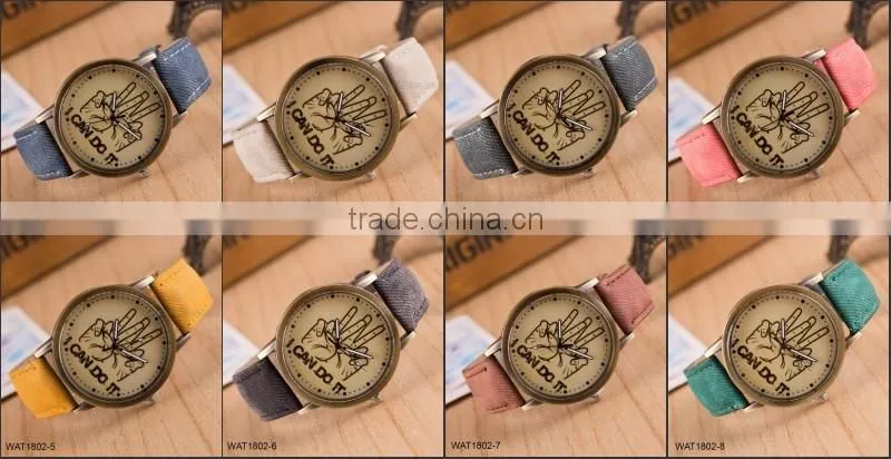 New Handmade Dial Denim Canvas Strap Wrist Watch