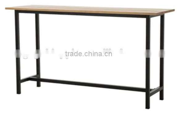Replica wooden bar table, metal high table
