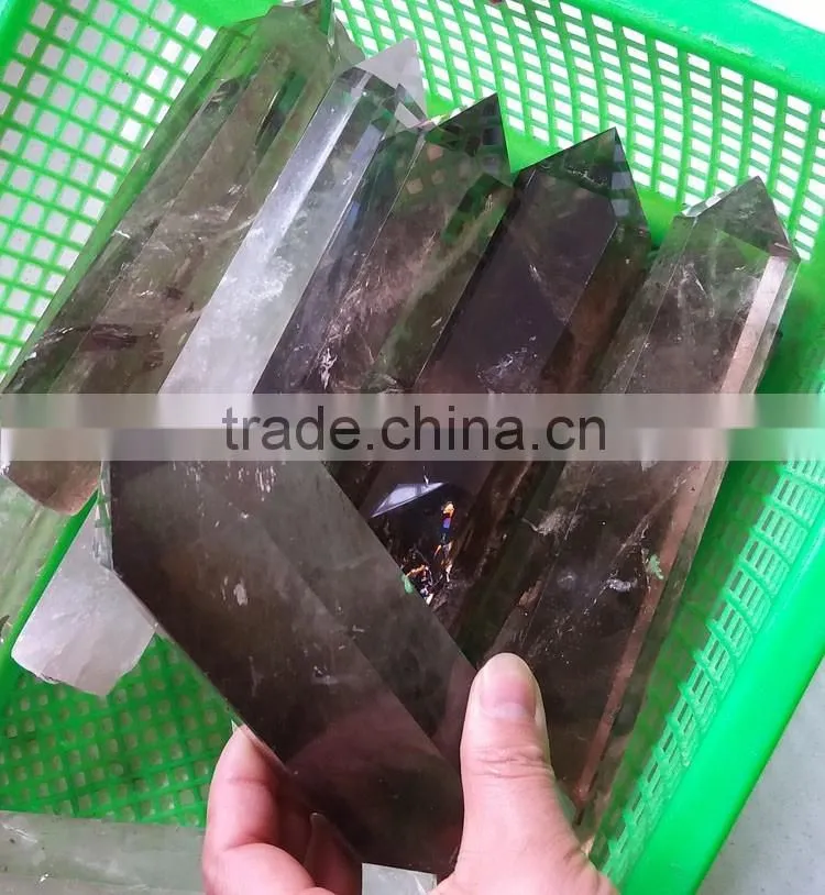 large natural rock smoky quartz crystal point