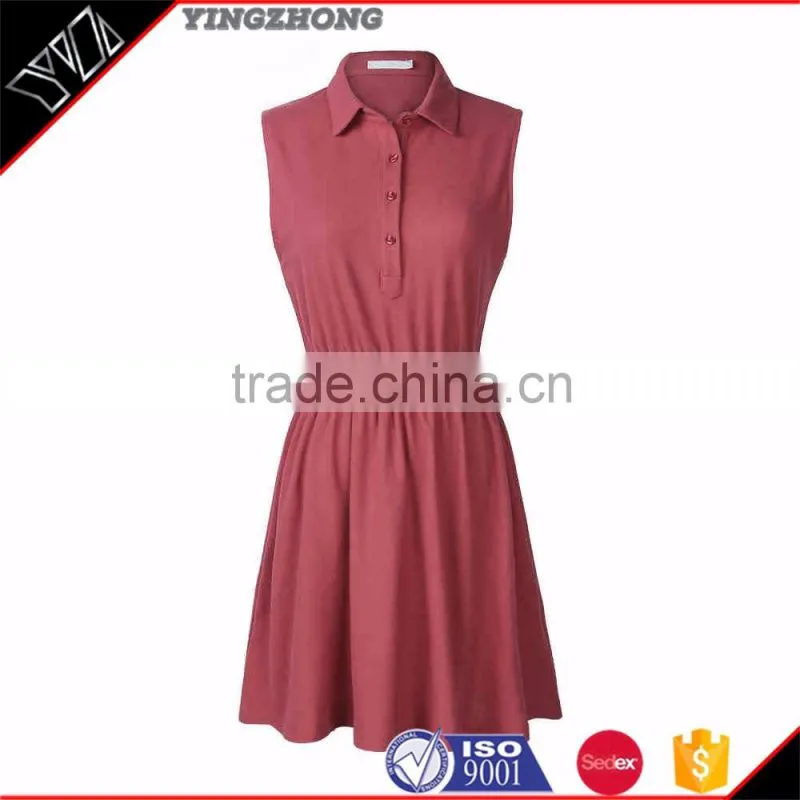 2016 new women's clothing han edition to collect waist short sleeve POLO collar single-breasted women dress