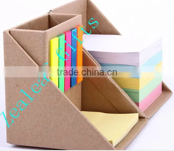 Foldable memo Box with sticky notes and pen holder