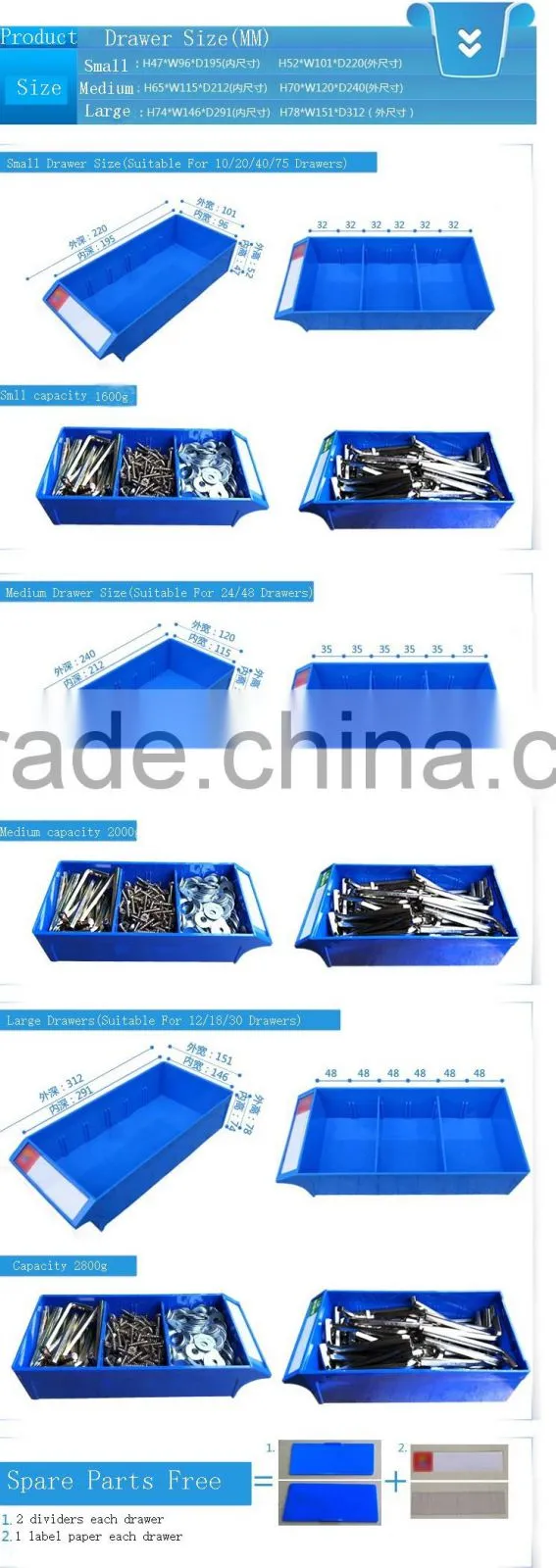 TJG-TP100 Taiwan Large Tall Storage Cabinet With Doors And 100 Drawers