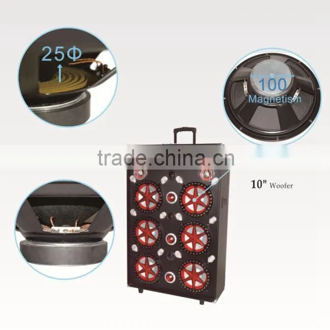 2014 new bluetooth portable speakers with wireless MIC ,USB,TF card,fm radio, portable speakers with wireless MIC L-105