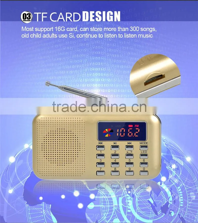 Red portable better air band radio transmitter price Y-896 LED light retro radio