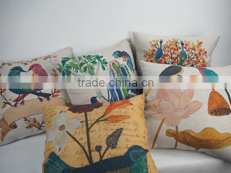 Custom bird design digital print wholesale pillow case with plain style