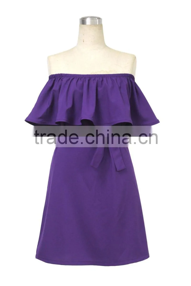 Best Selling Green off shoulder dress 2016 woman fashion dresses good quality made in China