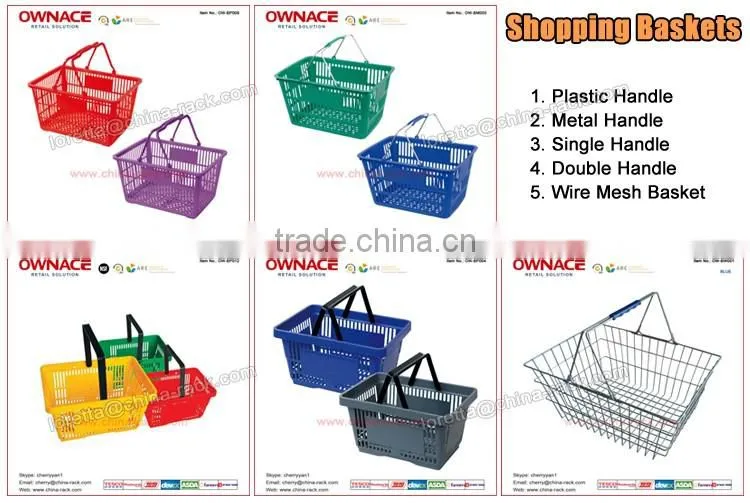 Plastic Shopping Basket Metal Frame, Basket Metal Display Stand, Wire Metal Organizer for Supermarket Basket